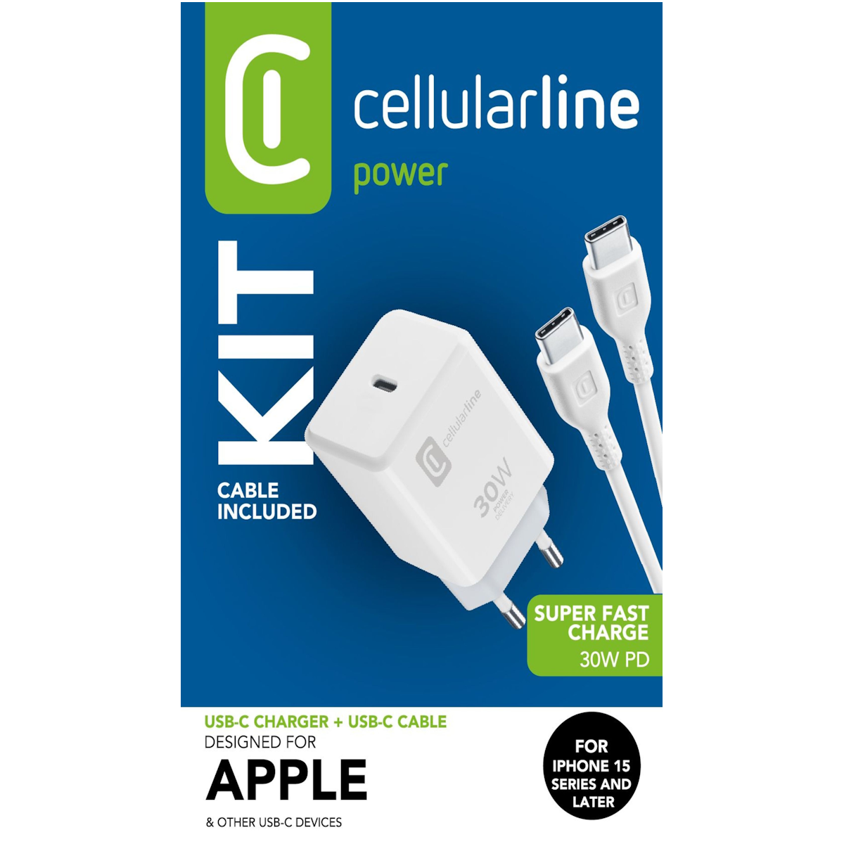 CELLULARLINE 30W TYPE-C APPLE SEYAHAT ŞARJ SETİ