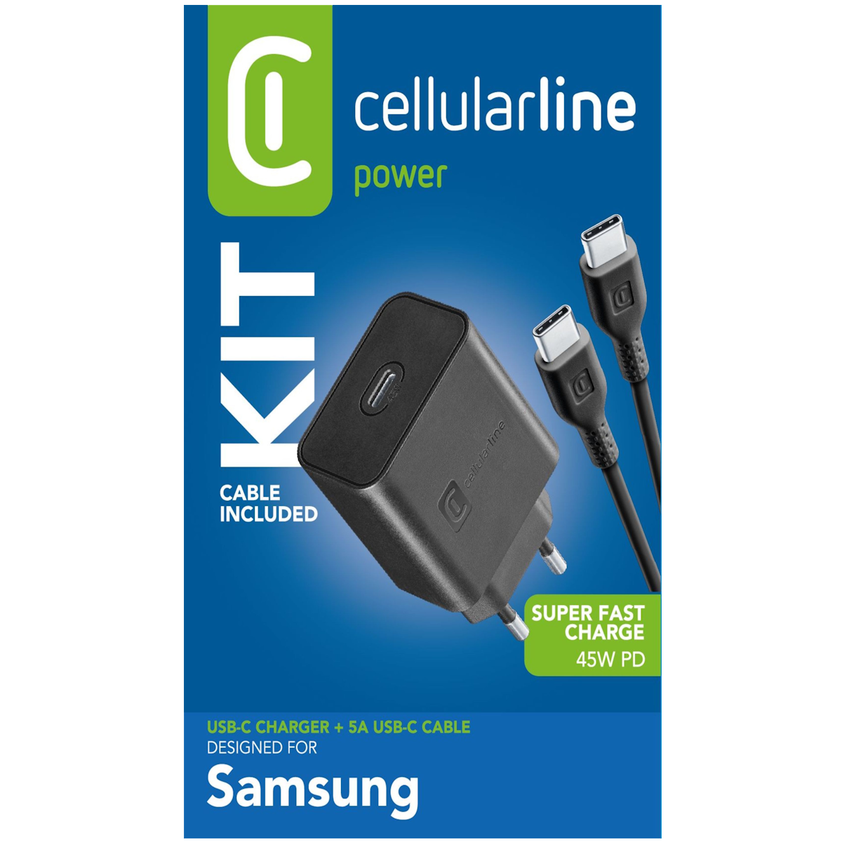 CELLULARLINE 45W TYPE-C SAMSUNG SEYAHAT ŞARJ SETİ SİYAH